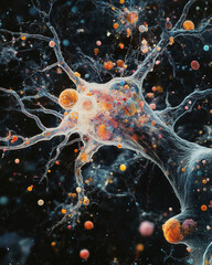 Poster - Visualization of a dynamic neuro-map illustrating intricate neural connections