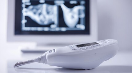 Poster - A portable handheld ultrasound scanner designed for rapid diagnostics and easy transport.