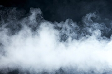 Canvas Print - White smoke on a black background, creating a smoky atmosphere and a smog-like effect with a blurred appearance.