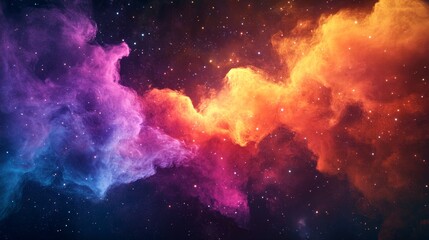 Wall Mural - A colorful cloud of gas and dust in space with a bright orange and purple swirl