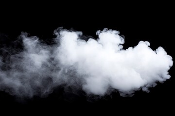 Canvas Print - White smoke on a black background, creating a smoky atmosphere and a smog-like effect with a blurred appearance.