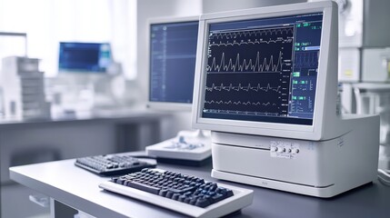 Poster - A professional ECG setup in a cutting-edge research laboratory.