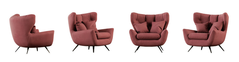 Poster - Armchair set isolated on transparent background. 3D render. 3D illustration.
