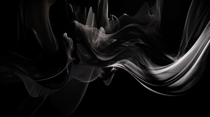 Wall Mural - fluid motion in a dark swirl of black and white forms creating an abstract texture