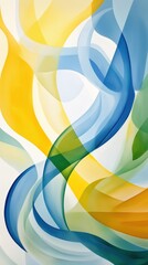 Poster - Vibrant, curving geometric forms blending seamlessly, swirling with dynamic energy across pristine white surface, highlighting fluid movement and bold color interaction