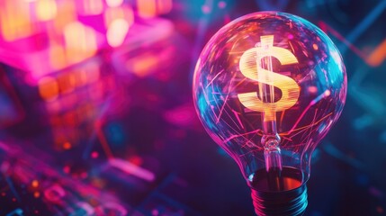 Wall Mural - a vibrant light bulb symbolizes innovative ideas and financial concepts.