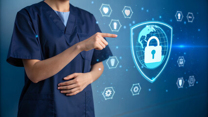 Poster - Secure Your Digital Future: Businessman Secures Cyber Lock, Innovative Network Data Protection, Smart Solution Against Cyber Attacks, Technology      