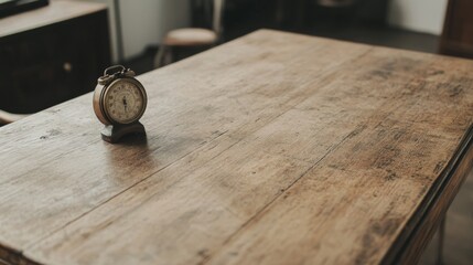 Wall Mural - Antique Wooden Table with Clock