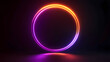 © xuan - Neon Circle in Purple and Orange on Black Background