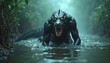 © PaulaDaniela - The Legend of the Alligator Man: A Colombian Folktale of Magic and Curse. Hombre caimán, half caiman man coming out of the Magdalena river