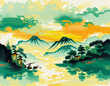 © Wioletta - Mountains . Oriental pattern. Oil painting. Pattern for printing on wall decorations, covers, leaflets, business cards