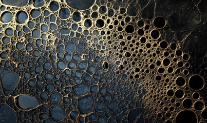 The morning sun highlights a spiderweb adorned with dew drops, crafting an exquisite and detailed pattern.