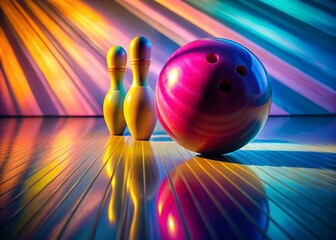 Wall Mural - Surreal Bowling Ball Shadow Play: Pink, Yellow, Blue, and Gray Abstract