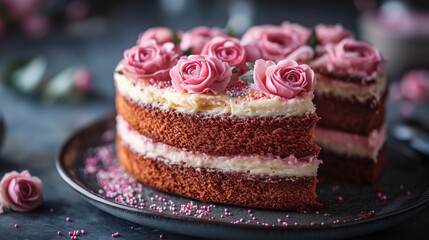 Poster - Heart-shaped layered cake decorated