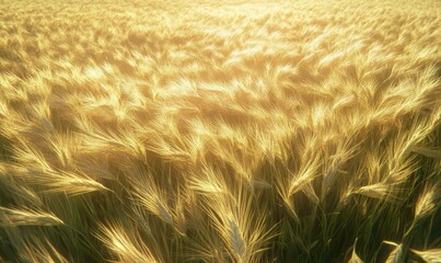 Sticker - Golden wheat field swaying gently in the wind under a soft summer sunset, evoking peace and rural charm