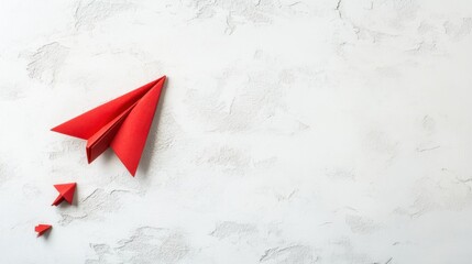 Wall Mural - Red paper plane represents innovative business strategy and solutions for success on a minimalistic background. Generative AI