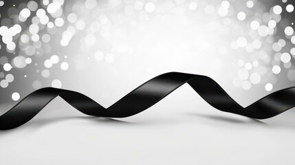 Poster - A sleek black ribbon gently rests against a crisp white backdrop, creating a striking visual contrast.