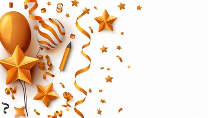 Wall Mural - celebrate under a canopy of twinkling stars with golden confetti falling around, making every moment