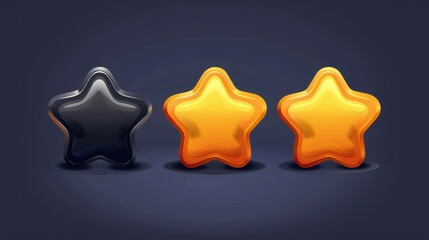 Poster - Flat design star icons in black and yellow. Simple vector illustration perfect for graphic design projects.