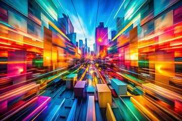 Aufkleber - Vibrant Geometric Abstract Background: Long Exposure Colorful Textures & Shapes