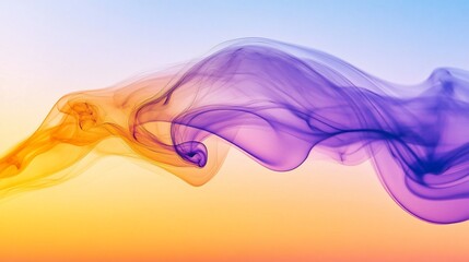 Poster - Abstract Colorful Smoke Swirls Artistic Design, Dynamic Flowing Purple and Orange Hues, Serene and Dreamlike Visual Art