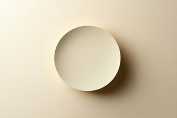 Wall Mural - Minimalist design featuring a round disc against a soft beige background creating an elegant visual contrast in natural light. Generative AI