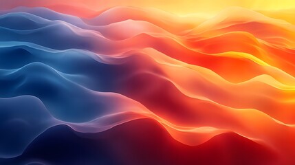 Poster - fluid motion, abstract waves in contrasting warm and cool color gradients