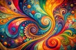 © Man888 - Vintage Colorful Abstract Swirls: Retro Psychedelic Art Background