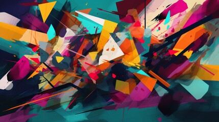 Wall Mural - vibrant abstract composition showcasing dynamic shapes and colors in an artistic explosion of creati