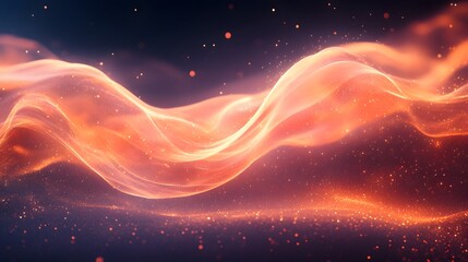 Poster - ethereal energy waves with shimmering particles and soft glowing light