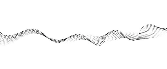 Poster - flowing dot wave halftone gradient pattern on transparent background