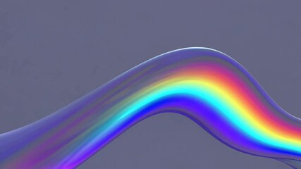 Aufkleber - iridescent abstract 3d wave form on a gray background, colorful futuristic design. digital art and creativity concept