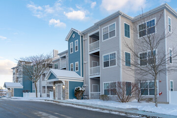 Wall Mural - apartment community residential area after snow storm