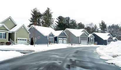 Wall Mural - houses in residential community after snow in winter 