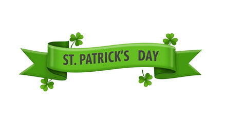 Poster - Green banner with St. Patrick's Day text and shamrocks. St. Patrick's Day banner with shamrocks