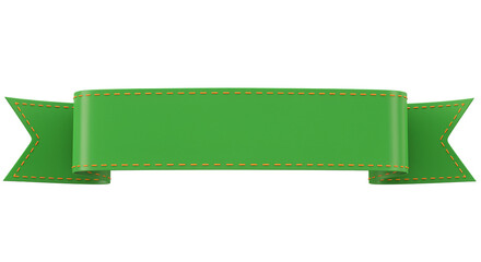 Poster - Green banner ribbon design with orange stitch. Green banner with orange stitch design