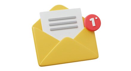 Poster - Email notification icon with new message. Email notification with red circle. Email notification icon with one new message