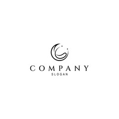 Wall Mural - abstract crescent moon minimal line art logo design