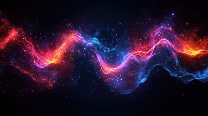 Wall Mural - Abstract dynamic energy waves in dark space