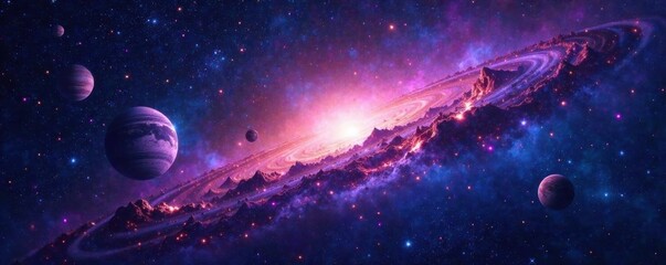deep space galaxy background with stars and planets, planets, cosmos