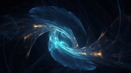 Wall Mural - Swirling blue energy vortex creates a cosmic illusion in a dark digital landscape