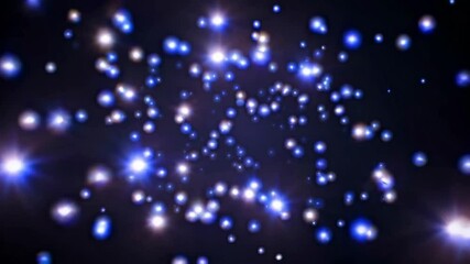Poster - Blue and white bokeh lights on dark background, abstract cosmic starry night concept