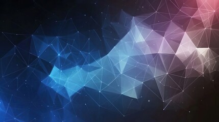 Fototapete - Abstract blue and pink geometric polygonal background.