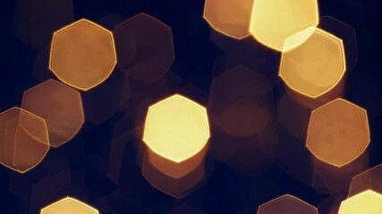 Aufkleber - Golden bokeh lights on a dark background, abstract festive atmosphere. illumination and photography concept