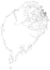  vector map of highways in sao tome and principe country with black and white color