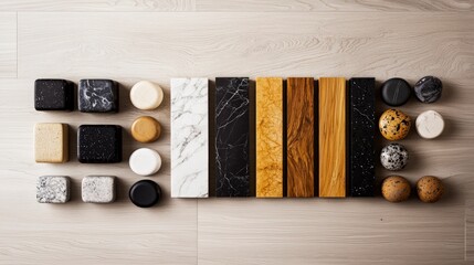 Wall Mural - Luxury Material Mood Board  Marble  Wood    Stone Textures