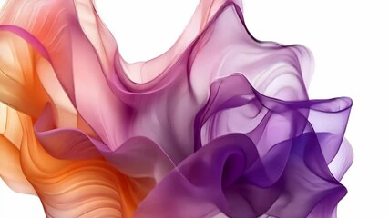 Poster - Colorful abstract waves create a mesmerizing visual display of flowing silk-like fabric in shades of orange and purple