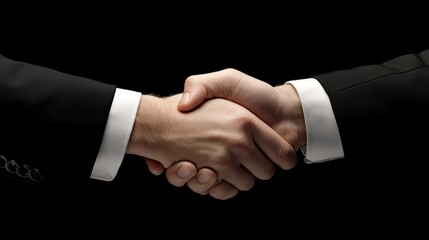 Poster - Business deal sealed with a firm handshake, captured in a close-up emphasizing partnership and reliability, copy space.