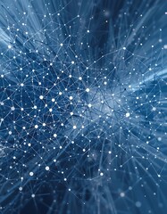 Poster - Interconnected Nodes, A Network Visualization in Serene Blue Hues