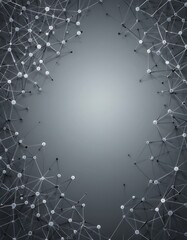 Poster - Intricate Network of Connected Dots Forming Abstract Frame on Gray Backdrop